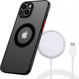 Ładowarka Alogy Etui do Apple iPhone 13 Mini obudowa Alogy Hybrid Mag Case do MagSafe z ochroną aparatu matowe czarne + Ładowarka Qi