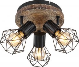 Lampa sufitowa Globo Lampa sufitowa Priska 54017W-3 hygge regulowana drewno czarna