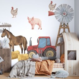  Pastelowe Love Farma zwierzęta I -Naklejka na ścianę