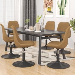  vidaXL Obrotowe krzesła stołowe, 6 szt., brązowe, obite aksamitem
