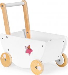  Ecotoys Drewniany wózek dla lalek chodzik pchacz 2w1 Ecotoys