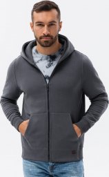  Ombre Bluza męska rozpinana hoodie z nadrukami - grafitowa V1 B1423 XL
