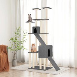  vidaXL vidaXL Drapak dla kota z sizalowymi słupkami, ciemnoszary, 190 cm