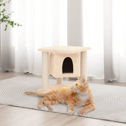  vidaXL vidaXL Drapak dla kota z sizalowymi słupkami, kremowy, 37 cm