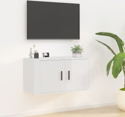  vidaXL Wisząca szafka telewizyjna, wysoki połysk, biała, 80x34,5x40 cm