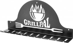  Grillpal Wieszak Na Narzędzia Przybory Kije Do Grilla 10 Stal Czarna Logo GRILLPAL