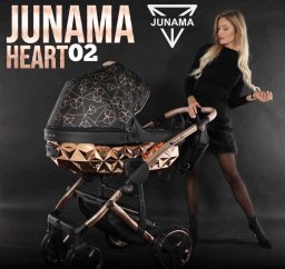 Wózek Junama JUNAMA HEART 2w1 wózek dziecięcy czarny miedziany zjawiskowy eko skóra