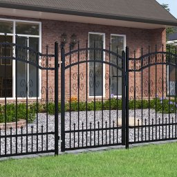 vidaXL vidaXL Furtka z grotami, czarna, 103x175 cm, malowana proszkowo stal