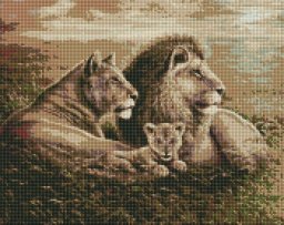 Ideyka Diamentowa mozaika - Rodzina lwów 40x50cm