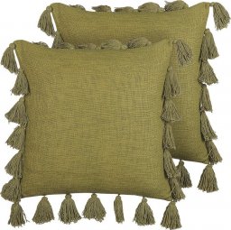  Beliani Lumarko 2 bawełniane poduszki dekoracyjne z frędzlami 45 x 45 cm zielone LYNCHIS!