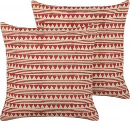 Beliani Lumarko 2 bawełniane poduszki dekoracyjne geometryczny wzór 45 x 45 cm czerwono-beżowe DEGLUPTA!