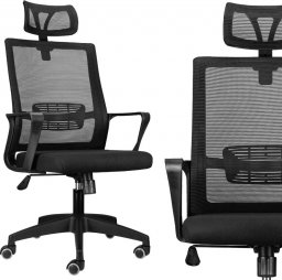 Krzesło biurowe Szchara Krzesło fotel z mikrosiatką czarny do biurka biurowy