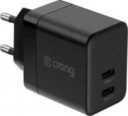 Ładowarka Crong Ładowarka sieciowa Crong Utra Compact GaN 35W PD 3.0 2x USB-C (czarny)