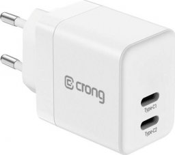 Ładowarka Crong Ładowarka sieciowa Crong Utra Compact GaN 35W PD 3.0 2x USB-C (biały)