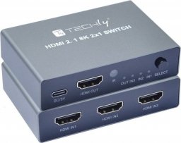 Adapter AV Techly Techly 3-Portowy Przełącznik HDMI 2.1 8K*60Hz 3x1 z Pilotem IR