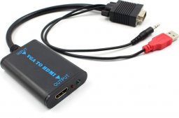 Adapter AV SwiatKabli Konwerter z VGA męskie na HDMI żeńskie + audio jack 3,5mm kabel