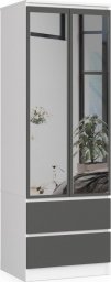  Fabryka Mebli Akord Szafa STAR S 60 cm 2 drzwi 2 szuflady z lustrem - biała-grafit szary