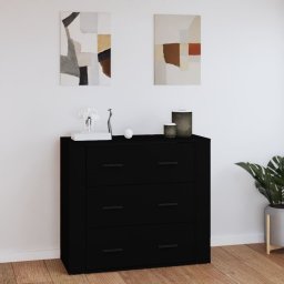  vidaXL Szafka, czarna, 80x33x70 cm, materiał drewnopochodny