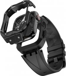Kingxbar Kingxbar CYF140 2w1 pancerne etui Apple Watch SE, 6, 5, 4 (44 mm) ze stali nierdzewnej z paskiem czarne