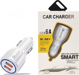 Ładowarka Vega ŁADOWARKA SAMOCHODOWA 2 X USB 6A BIAŁA VEGA FASTON FAST CHARGER QUICK 2XUSB 3.0 6100mAh