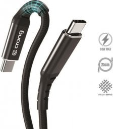 Kabel USB Crong USB-C - USB-C 0.25 m Czarny (CRG-AL025USCC-BLK)