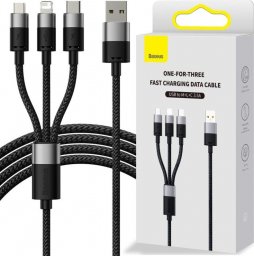 Kabel USB Baseus USB-A - microUSB + Lightning 1.2 m Czarny (BSU3937)