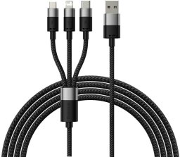 Kabel USB Baseus USB-A - microUSB + Lightning 1.2 m Czarny (BSU3937)