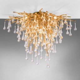 Lampa sufitowa Paul Neuhaus Salonowa lampa sufitowa Icicle gałęzie kropelki mosiądz