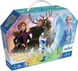  Trefl Puzzle 70el brokatowe w kuferku Frozen Magiczna przyjaźń 53018 Trefl