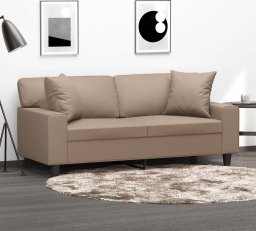  vidaXL vidaXL 2-osobowa sofa z poduszkami, cappuccino, 140 cm, sztuczna skóra