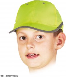  R.E.I.S. CZFLUO-KIDS - czapka z daszkiem w kolorze fluorescencyjnym, odblaskowy pasek dla dzieci - seledynowy- XS