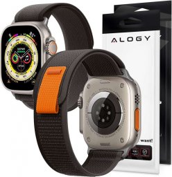  Alogy Alogy Pasek nylonowy Sport na rzep do Apple Watch 4/5/6/7/8/SE/Ultra (42/44/45/49mm) Czarno-pomarańczowy uniwersalny