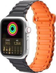  Dux Ducis Dux Ducis Strap (Armor Version) pasek Apple Watch SE, 8, 7, 6, 5, 4, 3, 2, 1 (41, 40, 38 mm) silikonowa magnetyczna opaska bransoleta czarno-pomarańczowy