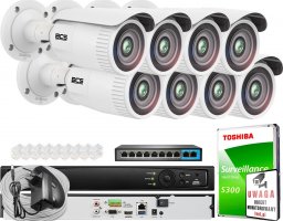  BCS View Oferta monitoringu 8x kamera 5 MPx BCS-V-TIP45VSR5 IR 50m, Motozoom, Starlight