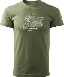  Topslang Koszulka motocyklowa z motocyklem na motor Triumph Tiger 900 męska khaki REGULAR L