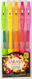  Zebra Długopis żelowy Sarasa Clip Neon 0,5mm 5 kolorów