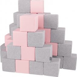 KiddyMoon Miękkie klocki 14cm sześciany: jasnoszary-różowy 48 Zabawka klocki z pianki