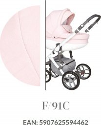 Wózek Baby Merc Wózek dziecięcy Faster 3 Style Baby Merc wielofunkcyjny różowy na białej ramie 3w1