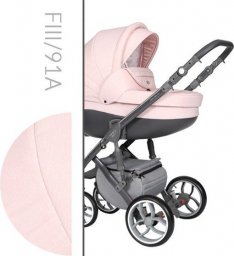 Wózek Baby Merc Wózek dziecięcy Faster 3 Style Baby Merc wielofunkcyjny różowy na szarej ramie 3w1