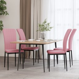  vidaXL Krzesła stołowe, 4 szt., różowe, obite aksamitem