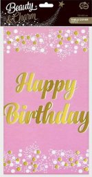  GoDan Obrus foliowy B&C Happy Birthday róż 137x183cm