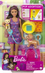 Lalka Barbie Mattel Adopcja piesków Zestaw + lalka HKD86