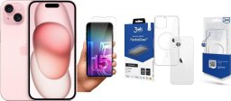 Smartfon Apple iPhone 15 256GB Pink (MTP73) + FlexibleGlass + Etui MagCase