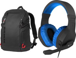 Plecak Genesis Plecak Genesis Pallad 420 Czarny 15.6" (NBG-2217) + słuchawki Argon 200 (NSG-0901)