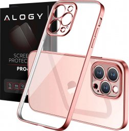  Alogy Etui Alogy TPU Luxury Case z osłonką na aparat do Apple iPhone 12 Pro różowo-przezroczyste + Szkło