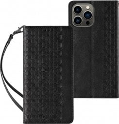  Hurtel Magnet Strap Case etui iPhone 14 Plus pokrowiec z klapką portfel mini smycz podstawka czarne
