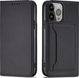  Hurtel Magnet Card Case etui iPhone 14 Pro pokrowiec z klapką portfel podstawka czarne