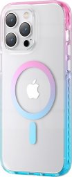  Kingxbar Kingxbar PQY Ice Crystal Series magnetyczne etui iPhone 14 Pro MagSafe różowo-niebieskie