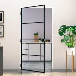  vidaXL vidaXL Drzwi wewnętrzne, czarne, 102x201,5 cm, szkło i aluminium