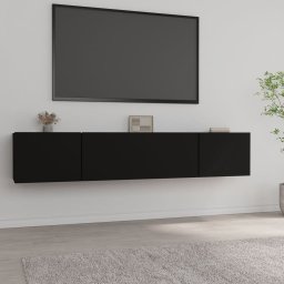 vidaXL vidaXL Szafki pod telewizor, 2 szt., czarne, 80x30x30 cm